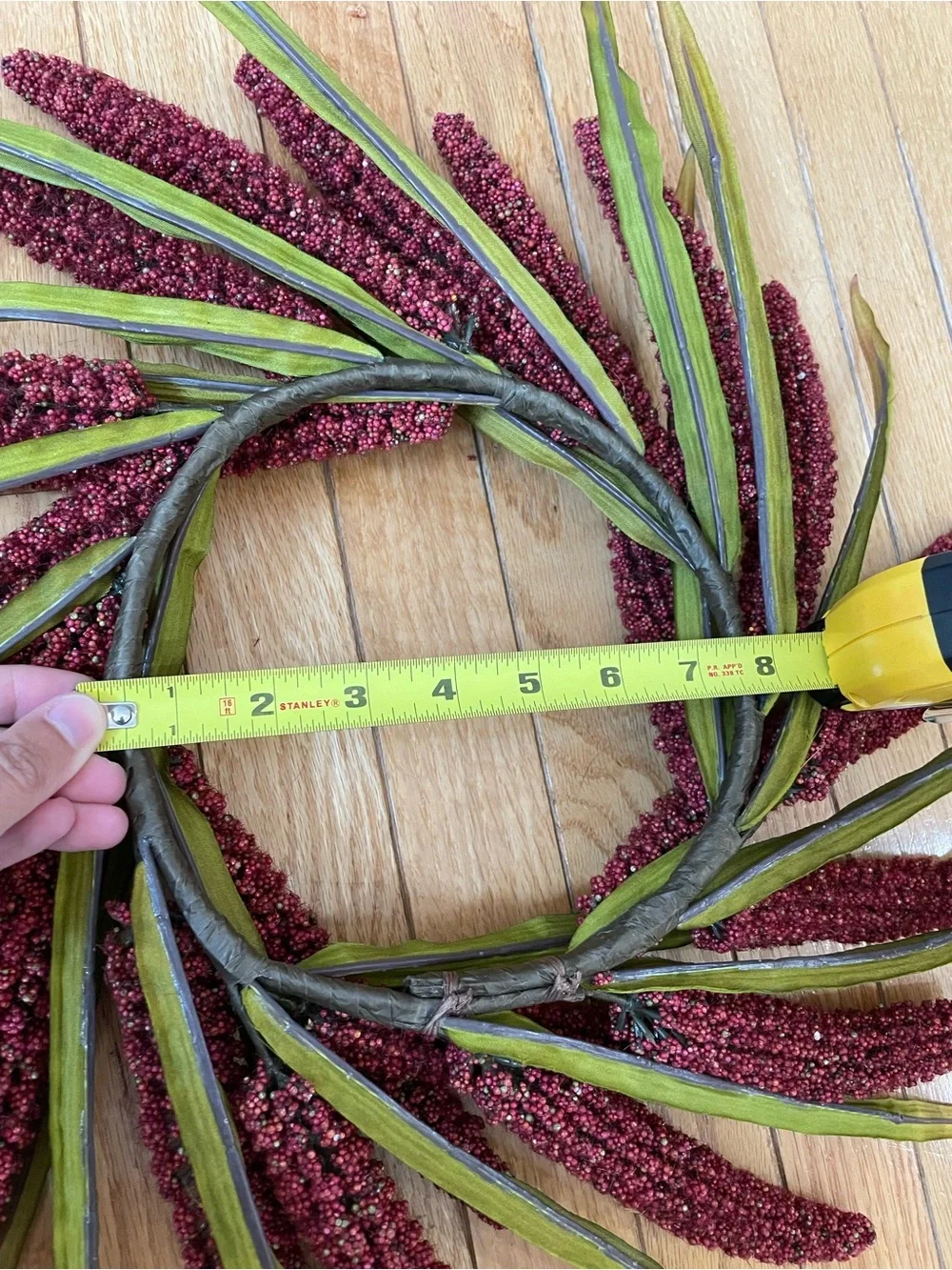 Burgundy Millet Spray Holiday Wreath - Decorative Home Accent